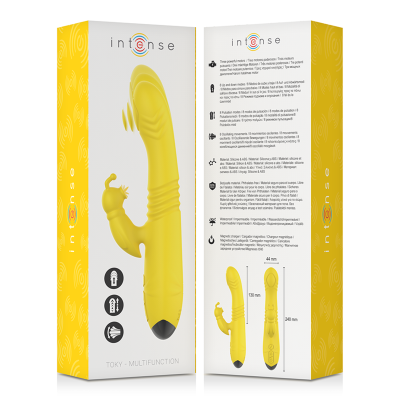 INTENSE TOKY VIBRADOR MULTIFUNCION RECARGABLE UP DOWN CON ESTIMULADOR DE CLITORIS AMARILLO