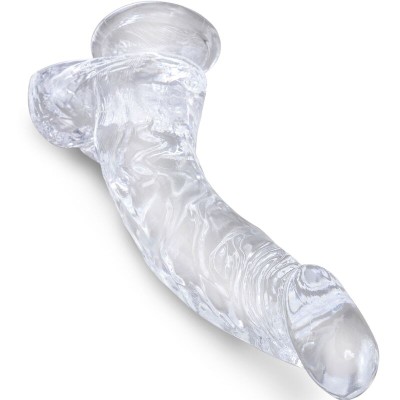 KING COCK CLEAR PENE REALISTICO CURVADO CON TESTICULOS 165 CM TRANSPARENTE