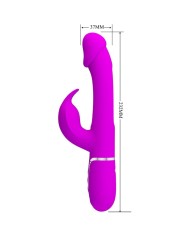 PRETTY LOVE KAMPAS VIBRADOR RABBIT 3 EN 1 MULTIFUNCION CON LENGUA FUCSIA