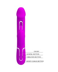 PRETTY LOVE KAMPAS VIBRADOR RABBIT 3 EN 1 MULTIFUNCION CON LENGUA FUCSIA