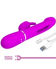 PRETTY LOVE KAMPAS VIBRADOR RABBIT 3 EN 1 MULTIFUNCION CON LENGUA FUCSIA