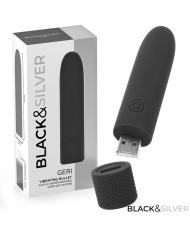 BLACK SILVER GERI BALA VIBRADORA RECARGABLE POR USB 8 VIBRACIONES NEGRO 10 X 22 CM