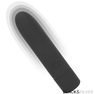BLACK SILVER GERI BALA VIBRADORA RECARGABLE POR USB 8 VIBRACIONES NEGRO 10 X 22 CM