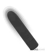 BLACK SILVER GERI BALA VIBRADORA RECARGABLE POR USB 8 VIBRACIONES NEGRO 10 X 22 CM