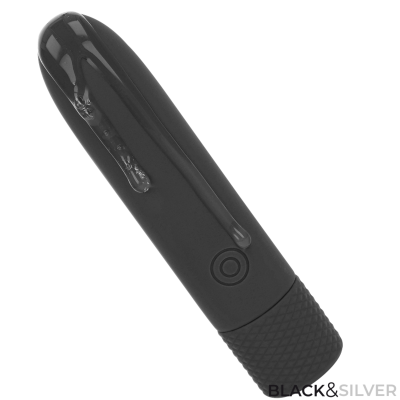 BLACK SILVER GERI BALA VIBRADORA RECARGABLE POR USB 8 VIBRACIONES NEGRO 10 X 22 CM