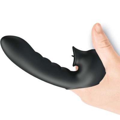 PRETTY LOVE HOBGOBLIN FUNDA VIBRADORA PARA DEDO 12 VIBRACIONES ESTIMULADOR CLITORIS NEGRO