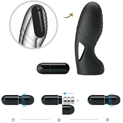 PRETTY LOVE ALAN VIBRADOR DE DEDO SILICONA NEGRO