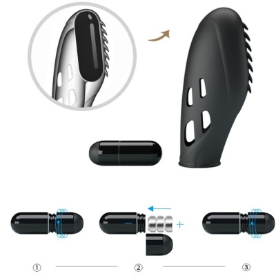 PRETTY LOVE GILO VIBRADOR DE DEDO SILICONA NEGRO