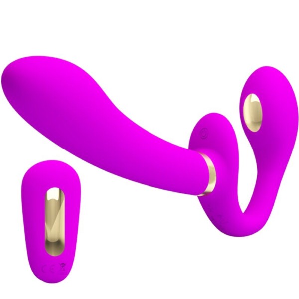 PRETTY LOVE THUNDERBIRD VIBRADOR DOBLE STRAP ON CONTROL REMOTO MORADO