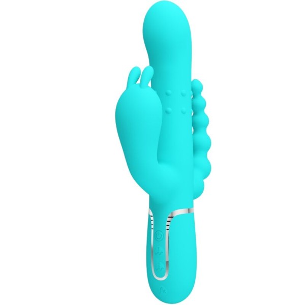 PRETTY LOVE CAMMY TRIPLE VIBRADOR RABBIT MULTIFUNCION 4 EN 1 AZUL
