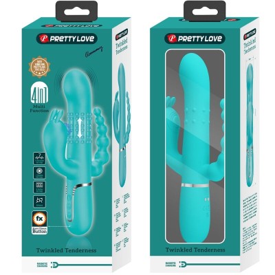 PRETTY LOVE CAMMY TRIPLE VIBRADOR RABBIT MULTIFUNCION 4 EN 1 AZUL