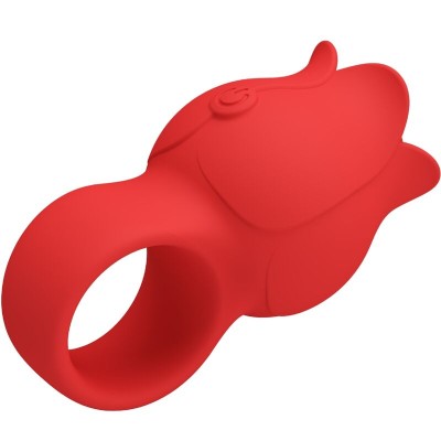 PRETTY LOVE JAE VIBRADOR DE DEDO FORMA DE ROSA 10 VIBRACIONES ROJO