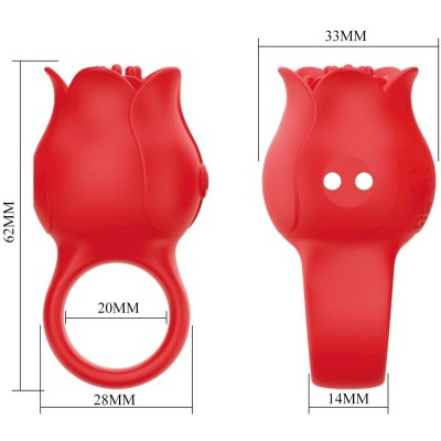 PRETTY LOVE JAE VIBRADOR DE DEDO FORMA DE ROSA 10 VIBRACIONES ROJO