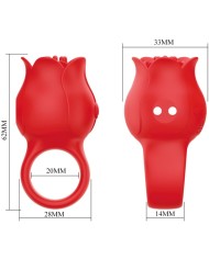 PRETTY LOVE JAE VIBRADOR DE DEDO FORMA DE ROSA 10 VIBRACIONES ROJO