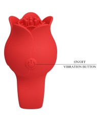 PRETTY LOVE JAE VIBRADOR DE DEDO FORMA DE ROSA 10 VIBRACIONES ROJO
