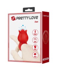 PRETTY LOVE JAE VIBRADOR DE DEDO FORMA DE ROSA 10 VIBRACIONES ROJO