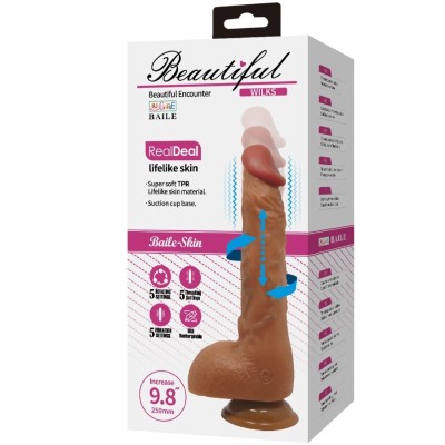 BAILE BEAUTIFUL WILKS VIBRADOR REALISTICO DE 5 CONFIGURACIONES 25 CM MULATO