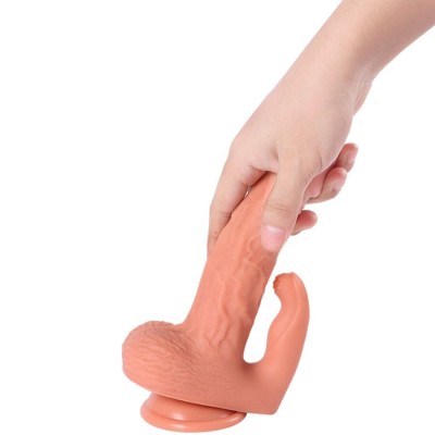 SHEQU HAYDEN DILDO Y ESTIMULADOR DE CLITORIS CON VIBRACION Y CONTROL REMOTO 16 CM