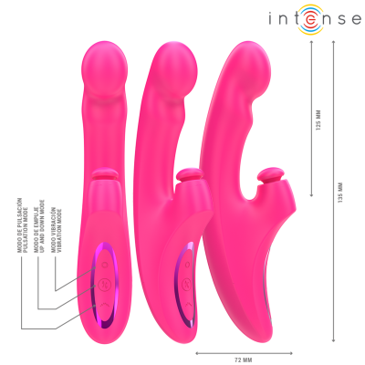 INTENSE EMI VIBRADOR 135 CM MULTIFUNCION 3 EN 1 10 VIBRACIONES ROSA