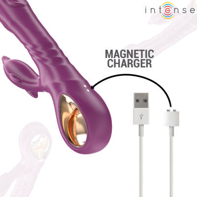 INTENSE HALLE VIBRADOR MULTIFUNCION CON LENGUA ESTIMULADORA EN FORMA DE DELFIN MORADO