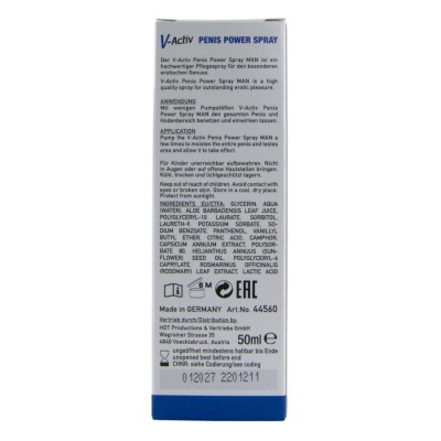 HOT V ACTIV PENIS POWER SPRAY PARA HOMBRE 50 ML