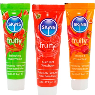 SKINS FRUITY LUBES KIT LUBRICANTES SANDIA FRESA MANGO 3 x 12 ML