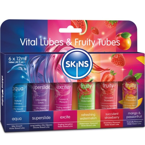 SKINS VITAL FRUITY LUBES KIT LUBRICANTES 6 x 12 ML