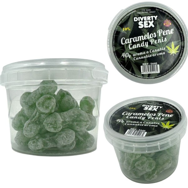 DIABLO PICANTE 20 CARAMELOS CON FORMA DE PENE CON AROMA CANNABIS