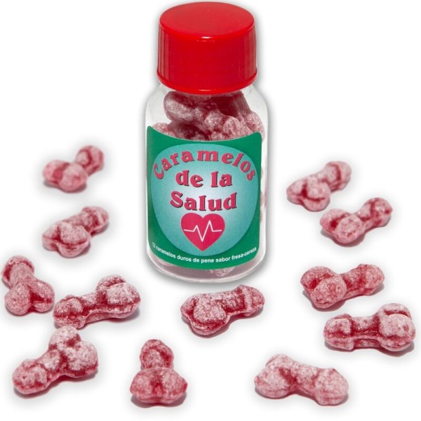 DIABLO PICANTE 12 CARAMELOS DE LA SALUD FORMA PENE FRESA CEREZA