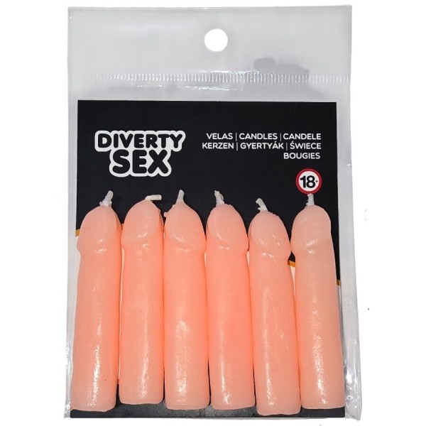 DIABLO PICANTE 6 VELAS FORMA PENE CARNE