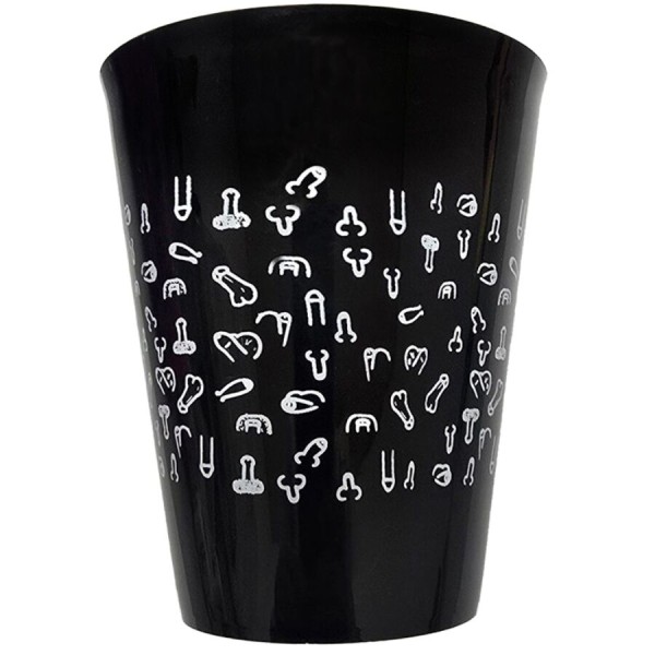 DIABLO PICANTE VASO NEGRO 500 ML CON PENES BLANCOS