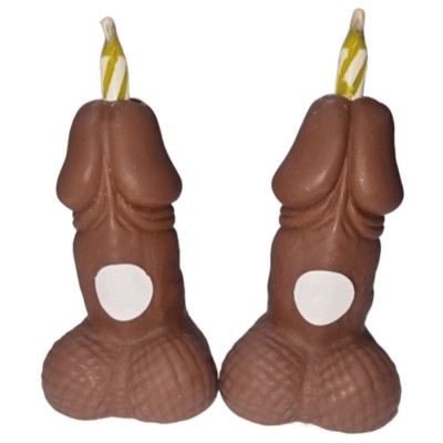 DIABLO PICANTE PENES TONO OSCURO VELAS NUMEROS CUMPLEANOS 2 UNIDADES