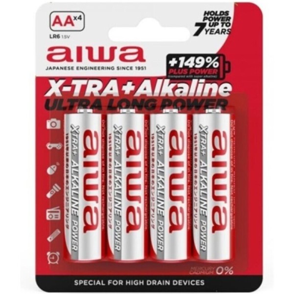 AIWA X TRA ALKALINE PILA ALCALINA AA LR6 BLISTER4