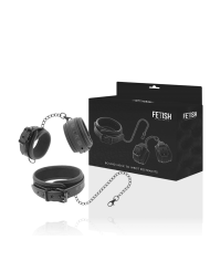 FETISH SUBMISSIVE COLLAR Y ESPOSAS CUERO VEGANO CON FORRO DE NEOPRENO