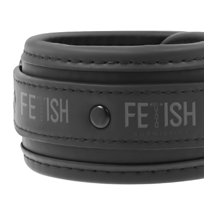 FETISH SUBMISSIVE COLLAR Y ESPOSAS CUERO VEGANO CON FORRO DE NEOPRENO