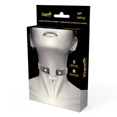 COQUETTE CHIC DESIRE COLLAR CUERO VEGANO ACCESORIO CORAZON CON LLAVE