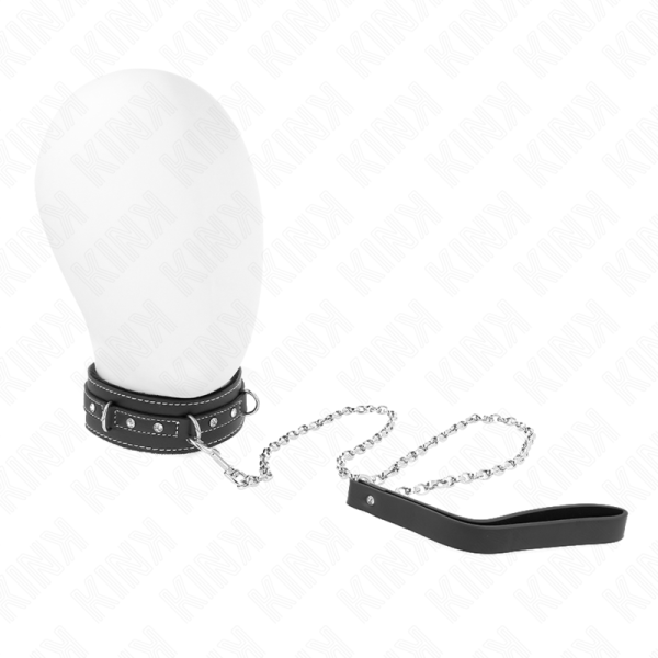 KINK COLLAR CON CORREA 105 CM DE PIEL DE PVC REMACHE DE DIAMANTES DE IMITACION 415 X 4 CM