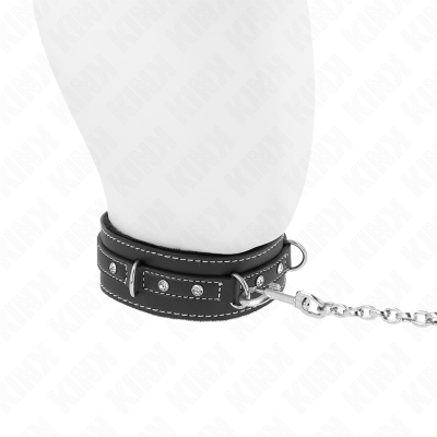 KINK COLLAR CON CORREA 105 CM DE PIEL DE PVC REMACHE DE DIAMANTES DE IMITACION 415 X 4 CM
