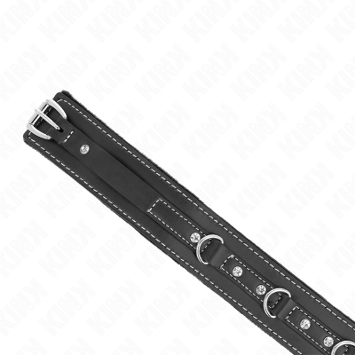 KINK COLLAR CON CORREA 105 CM DE PIEL DE PVC REMACHE DE DIAMANTES DE IMITACION 415 X 4 CM