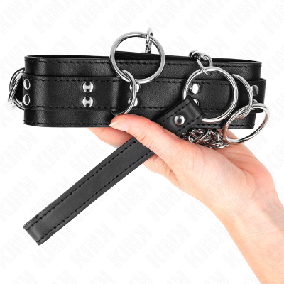 KINK COLLAR CON CORREA 80 CM ESCLAVITUD 3 ANILLOS 53 X 5 CM