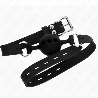KINK MORDAZA 55 x 2 CM DE BOLA 4 CM DE SILICONA COMPLETA TALLA S NEGRO AJUSTABLE 35 51 CM