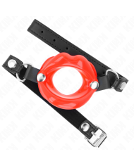 KINK MORDAZA LABIAL 8 CM CON CORREA DE POLIPIEL ROJO 63 x 2 CM AJUSTABLE 39 58 CM