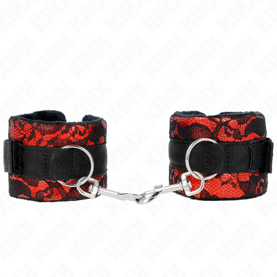 KINK MUNEQUERAS CORTAS DE ENCAJE TERCIOPELO Y UNION DE NYLON ROJO NEGRO 23 X 65 CM