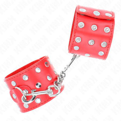 KINK MUNEQUERAS CON CIERRE A PRESION LLENO DE TACHUELAS AJUSTABLE ROJO 19 24 CM X 55 CM