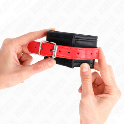 KINK MUNEQUERAS NEGRO CON CORREA ROJO AJUSTABLE 17 28 CM X 6 CM