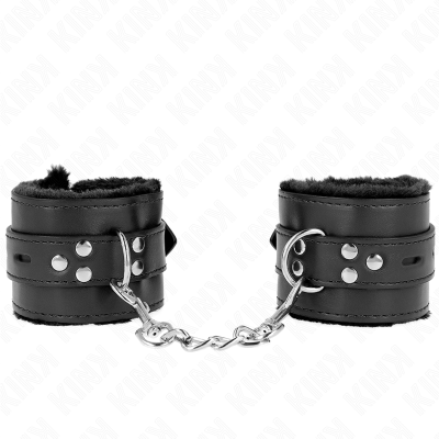 KINK MUNEQUERAS FORRADAS CON AGUJEROS CUADRADOS NEGRO Y CORREA NEGRO AJUSTABLE 17 29 CM X 6 CM