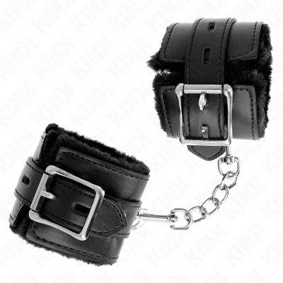 KINK MUNEQUERAS FORRADAS CON AGUJEROS CUADRADOS NEGRO Y CORREA NEGRO AJUSTABLE 17 29 CM X 6 CM