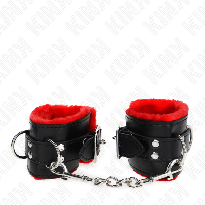 KINK MUNEQUERAS FORRADAS CON AGUJEROS CUADRADOS ROJO Y CORREA NEGRO AJUSTABLE 17 29 CM X 6 CM