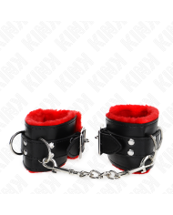 KINK MUNEQUERAS FORRADAS CON AGUJEROS CUADRADOS ROJO Y CORREA NEGRO AJUSTABLE 17 29 CM X 6 CM