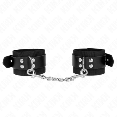 KINK MUNEQUERAS DE NYLON NEGRO CON CORREA CUERO NEGRO AJUSTABLE 19 29 CM X 51 CM